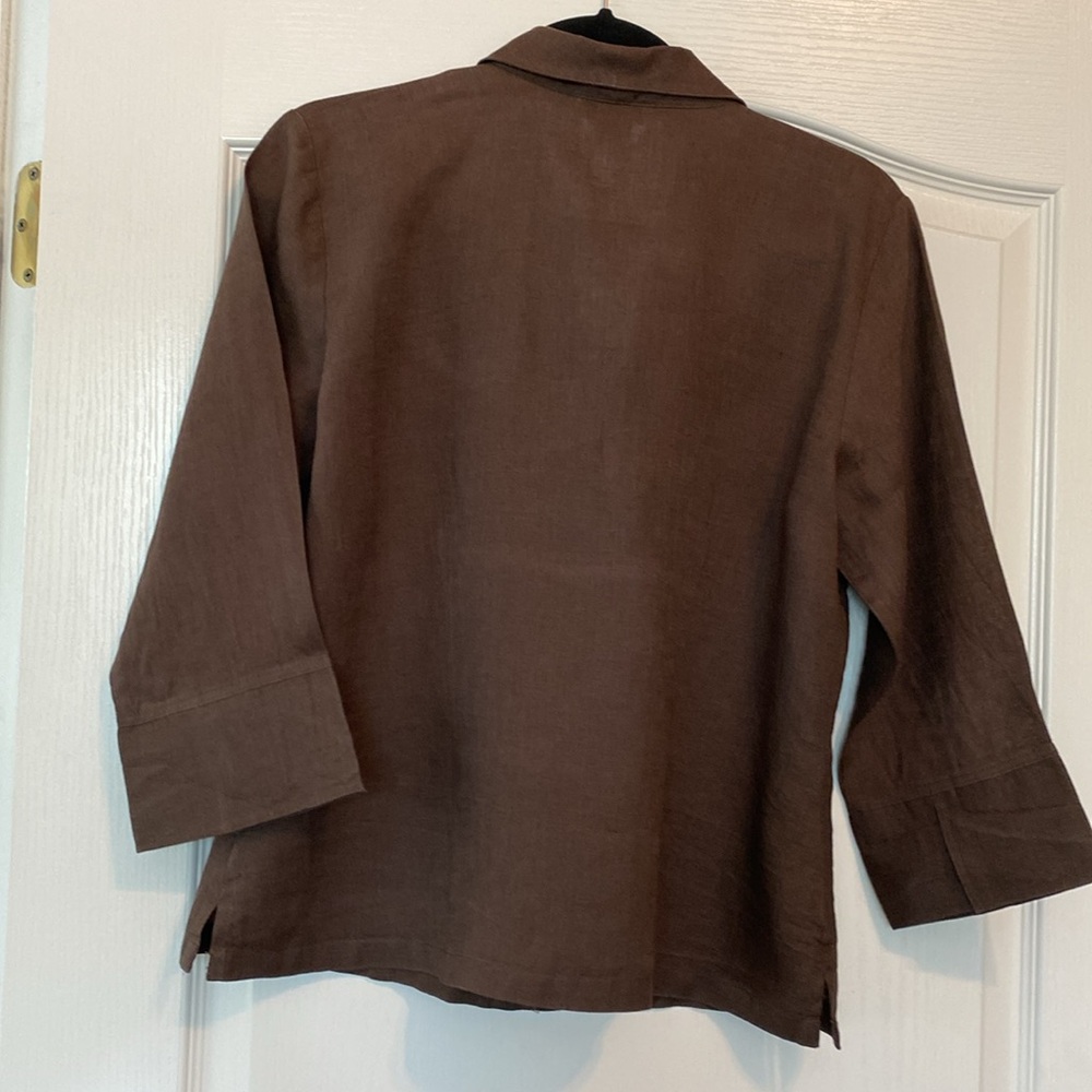 Talbots Brown Irish Linen Button-Up Shirt - Picture 2 of 10